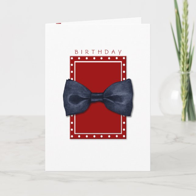 Tarjeta de cumpleaños Black Bowtie (Anverso)