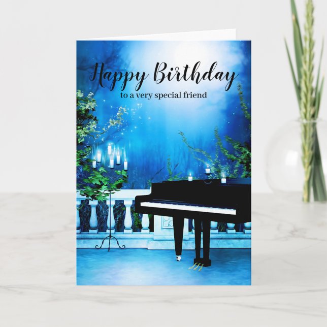 Tarjeta de cumpleaños Black Grand Piano (Anverso)