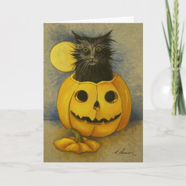 Tarjeta de cumpleaños Black Magic Kitty 4919 (Anverso)