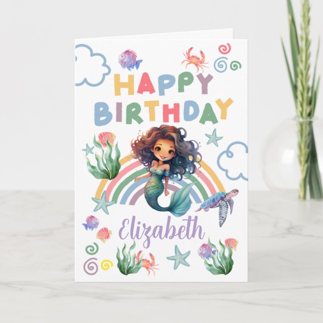 Tarjeta de cumpleaños Black Mermaid en blanco (Anverso)