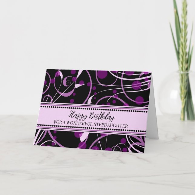 Tarjeta de cumpleaños Black Purple Stepgirl (Anverso)