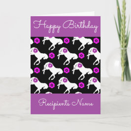Tarjeta de cumpleaños blanca de los potros -