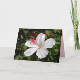 Tarjeta de cumpleaños blanca feliz para hibiscus