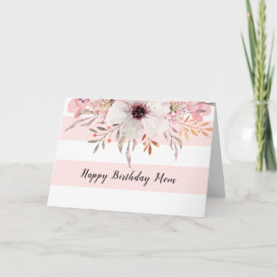 Tarjeta de cumpleaños blanco rosa floral o del día