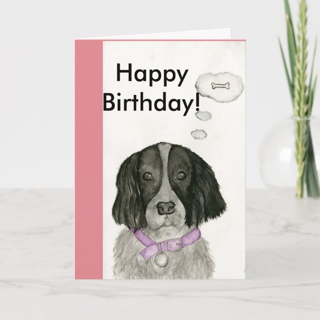 Tarjeta de cumpleaños blanco y negro del perro de (Anverso)