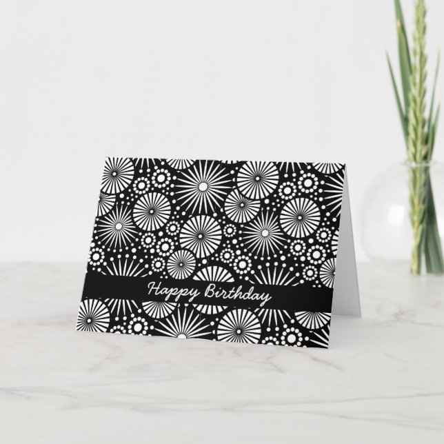 Tarjeta de cumpleaños blanco y negro retra hermosa (Anverso)
