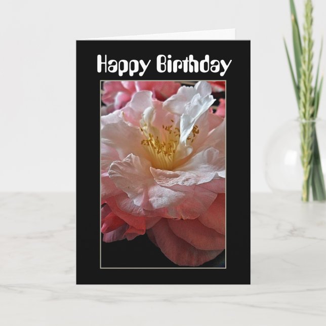 Tarjeta de cumpleaños Bloomin' Camellias (Anverso)