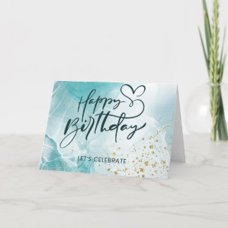 Tarjeta de cumpleaños Blue Abstract Aesthetic Wate