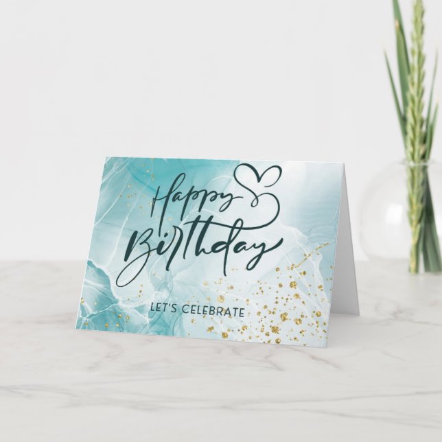 Tarjeta de cumpleaños Blue Abstract Aesthetic Wate (Anverso)