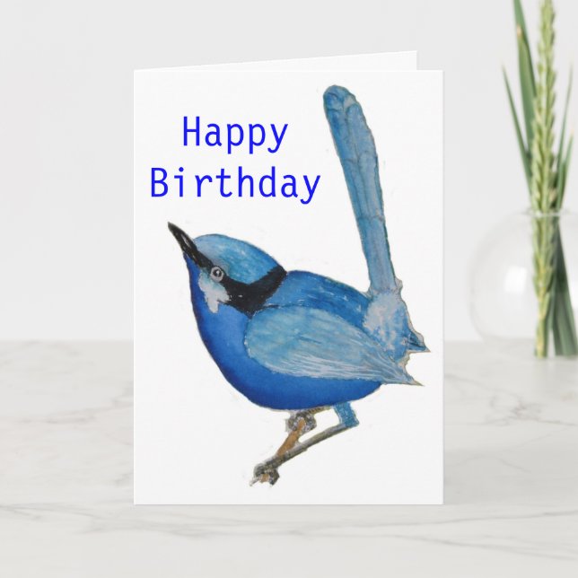 Tarjeta de cumpleaños Blue Bird Happy Birday (Anverso)