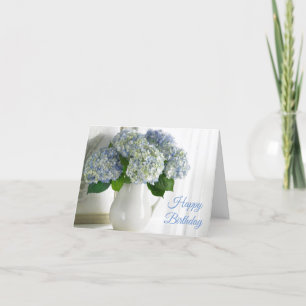 Tarjeta de cumpleaños -Blue Hydrangeas