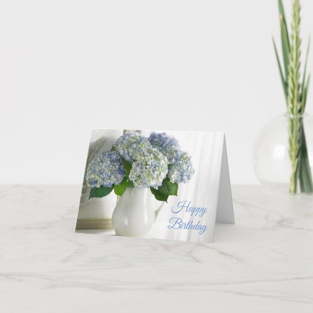 Tarjeta de cumpleaños -Blue Hydrangeas (Anverso)