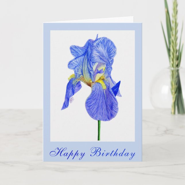 Tarjeta de cumpleaños Blue Iris Flower (Anverso)