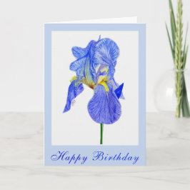 Tarjeta de cumpleaños Blue Iris Flower