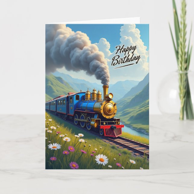 Tarjeta de cumpleaños Blue Train (Anverso)