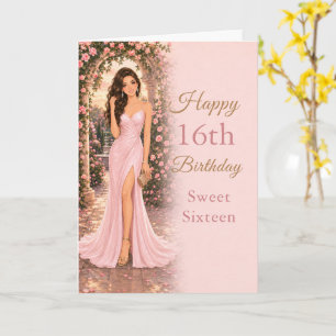 Tarjeta de cumpleaños Blush Pink Sweet Sixteen