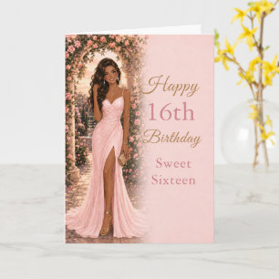 Tarjeta de cumpleaños Blush Pink Sweet Sixteen