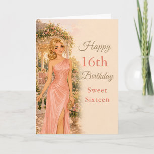 Tarjeta de cumpleaños Blush Pink Sweet Sixteen