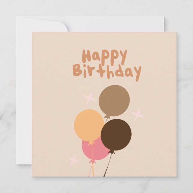 Tarjeta de cumpleaños Bohemian Balloons (Anverso)