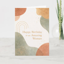 Tarjeta de cumpleaños boho con formas orgánicas ab