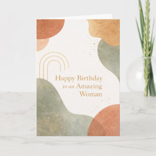 Tarjeta de cumpleaños boho con formas orgánicas ab