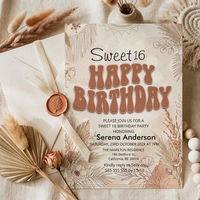 Tarjeta de cumpleaños boho de flores silvestres du (Subido por el creador)
