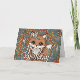 Tarjeta de cumpleaños Boho Fox Feliz Cumpleaños 