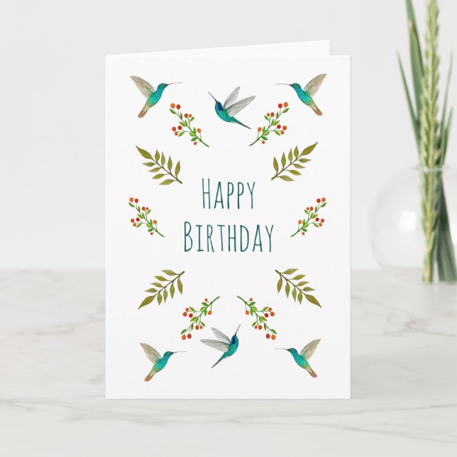 Tarjeta de cumpleaños Boho Hummingbird (Anverso)