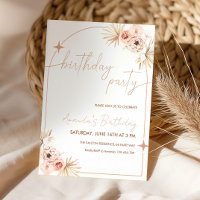 Tarjeta de cumpleaños Boho Invite a Pampas
