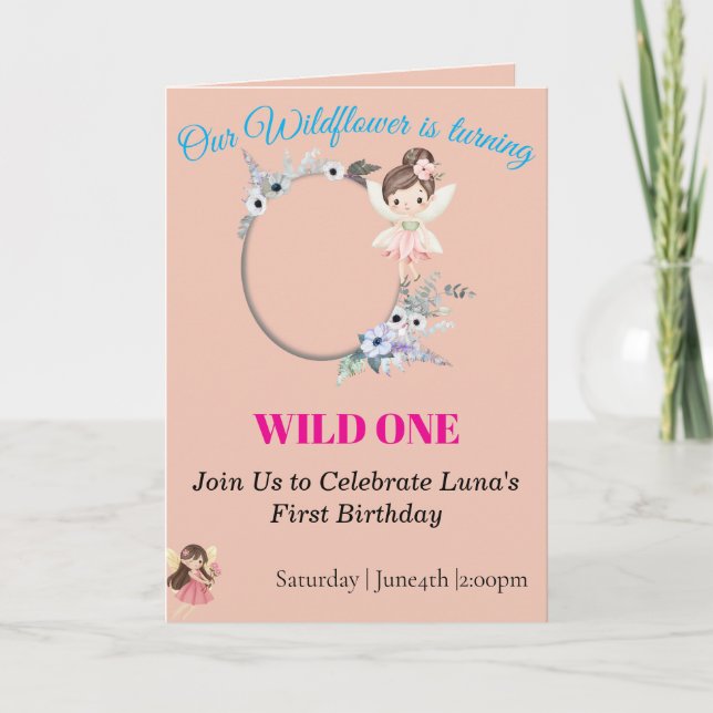 Tarjeta de cumpleaños Boho Wildflower Fairy Girl 1 (Anverso)