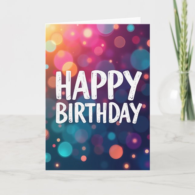 Tarjeta de cumpleaños Bokeh (Anverso)