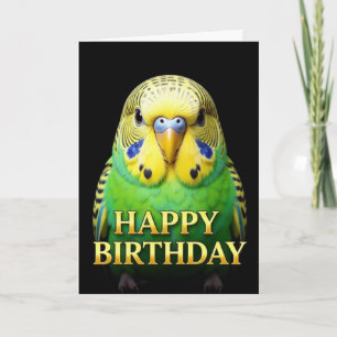 TARJETA DE CUMPLEAÑOS BOLD DISTINCT CLOSEUP BUDGIE