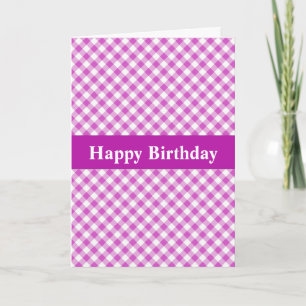 Tarjeta de cumpleaños bonito Pink Gingham