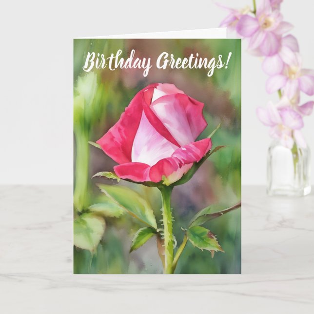 Tarjeta de cumpleaños bonito Rosa Bud Flower Art (Orquídea)