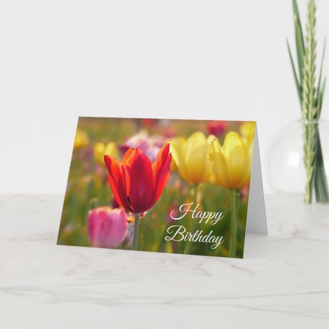 Tarjeta de cumpleaños bonitos tulipanes (Anverso)