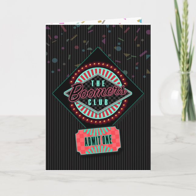 Tarjeta de cumpleaños Boomers Club (Anverso)