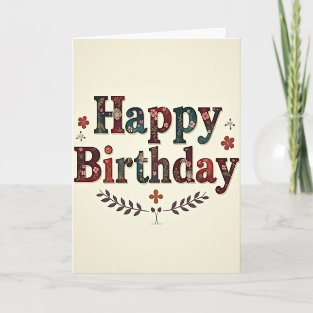 Tarjeta de cumpleaños bordada (Anverso)