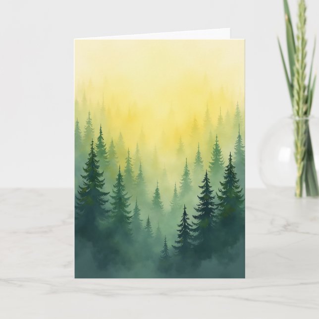 Tarjeta de cumpleaños Bosque Bruma Dorada (Anverso)