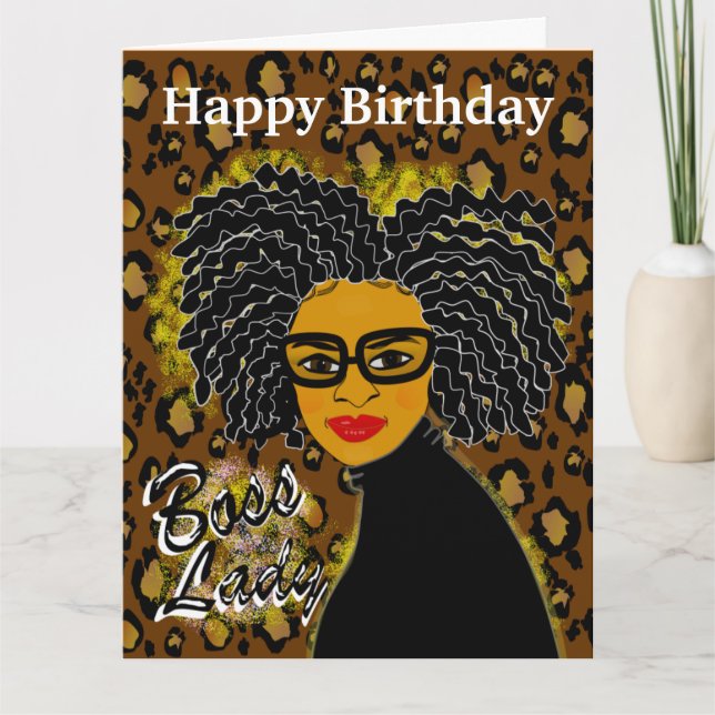Tarjeta de cumpleaños Boss Lady African American L (Anverso)