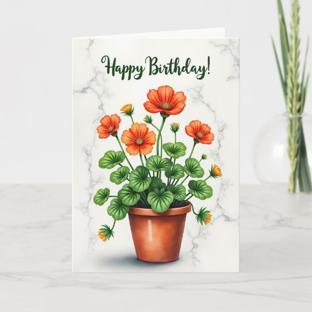 Tarjeta de cumpleaños botánica alegre (Anverso)