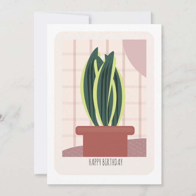 Tarjeta de cumpleaños botánica alta para plantar (Anverso)