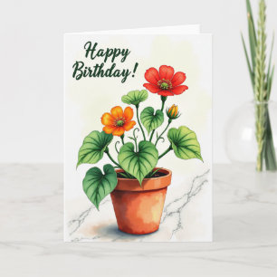 Tarjeta de cumpleaños botánica celebratoria