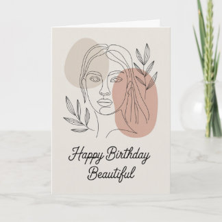 Tarjeta de cumpleaños botánica de arte de línea fe