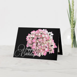 Tarjeta de cumpleaños botánica de Hortensia Rosa y