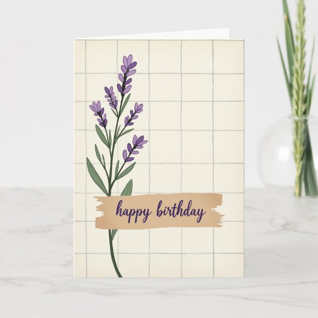 Tarjeta de cumpleaños botánica dibujada a mano (Anverso)