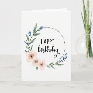 Tarjeta de cumpleaños botánica enmarcada