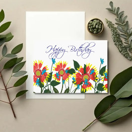 Tarjeta de cumpleaños botánica Firewheel Field