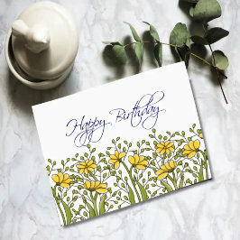 Tarjeta de cumpleaños botánica Golden Meadow