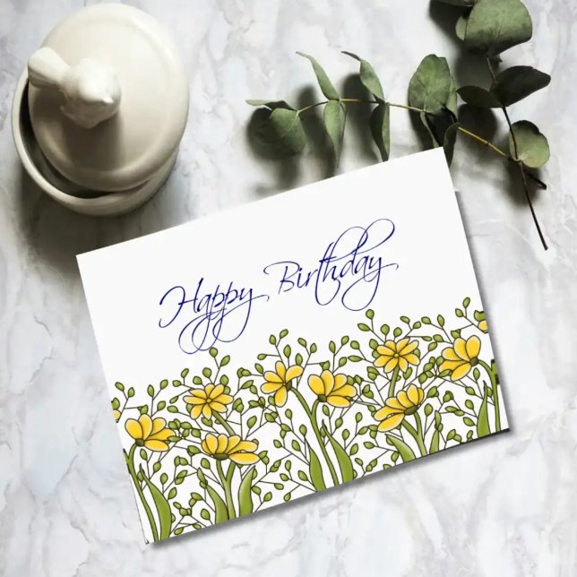 Tarjeta de cumpleaños botánica Golden Meadow (Subido por el creador)
