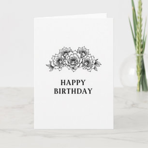 Tarjeta de cumpleaños botánica monocroma